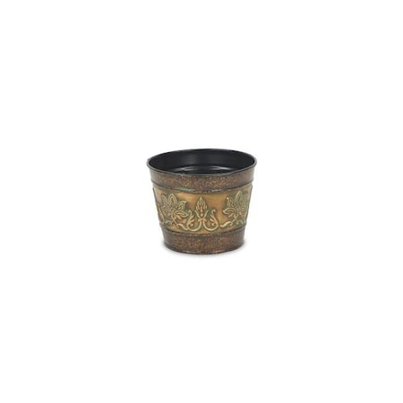 Cheungs Cheungs 4766-04 5 in. Circular Metal Planter with Center Floral Design 4766-04